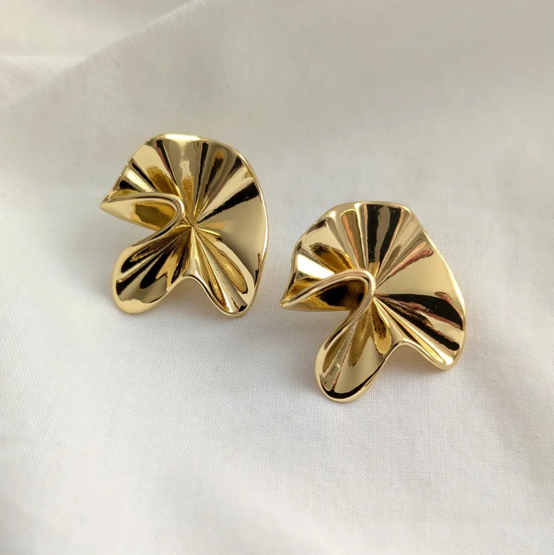 Gold Statement Earrings | Big Gold Earrings | Large Gold Stud Earrings | Chunky Gold Earring | Je... | Etsy (US)