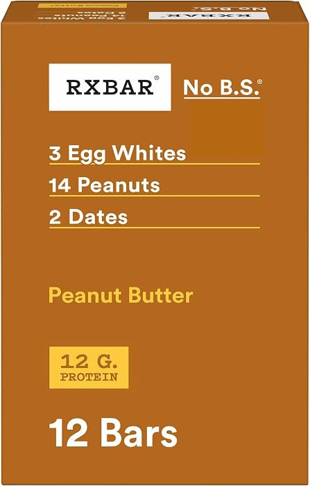 RXBAR Protein Bars, 12g Protein, Gluten Free Snacks, Snack Bars, Peanut Butter, 22oz Box (12 Coun... | Amazon (US)