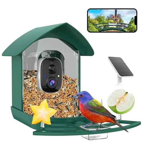 Bird Feeder with Camera,AI Identify Birds Species,FHD WiFi Outdoor Smart Bird Feeder Camera with Solar Powered,Real-Time Notice,Auto Record,IP65 Weatherproof Birds House with Cam,Ideal Gift for Family | Amazon (US)
