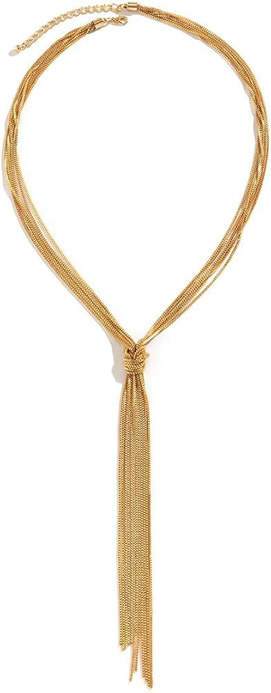 IFKM Long Necklace for Women Dainty Lariat Necklaces Twist Snake Chain Y Necklace Simple Charm Tr... | Amazon (US)