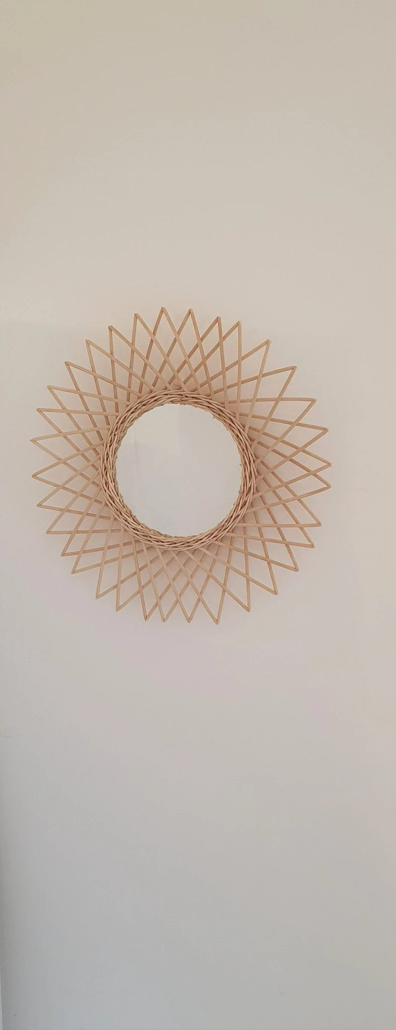 Round Rattan Wall Mirror  Natural Handmade - Etsy | Etsy (US)