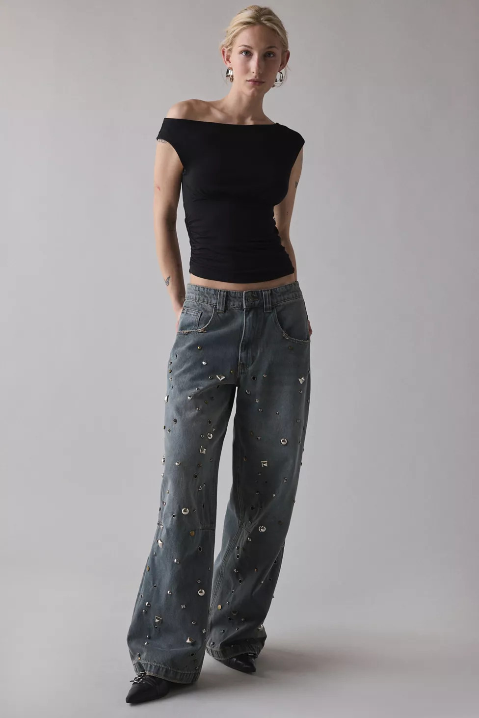 Jaded London Colossus Charm Studded Baggy Jean | Urban Outfitters (US and RoW)