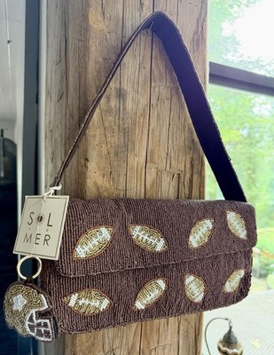 Sol and Mer Football Beaded Bag w Helmet Charm Brown Shoulder Bag NWT | eBay US