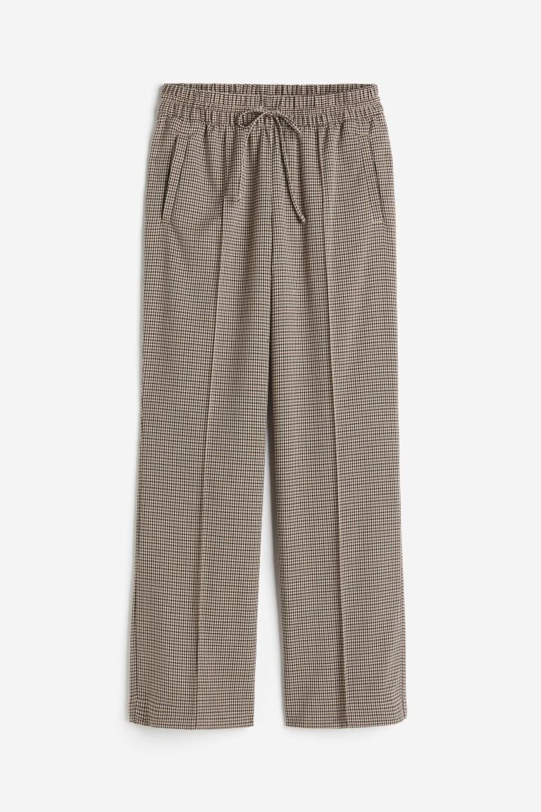 Straight-leg Creased Pants - Brown/houndstooth-patterned - Ladies | H&M US | H&M (US + CA)