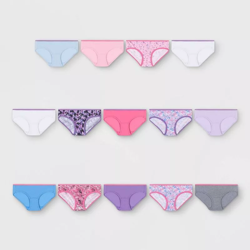 Hanes Girls Underwear, 14 Pack Tagless Super Soft Cotton Bikini