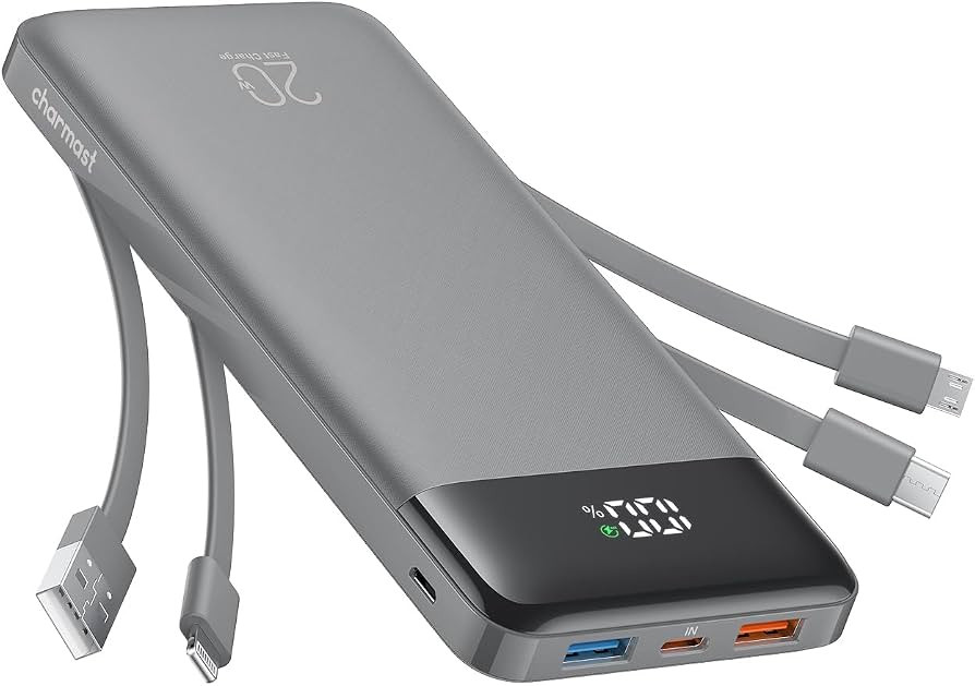 charmast 20000mAh Portable Charger with Built in Cables, 22.5W Travel Power Bank Fast Charging, U... | Amazon (US)