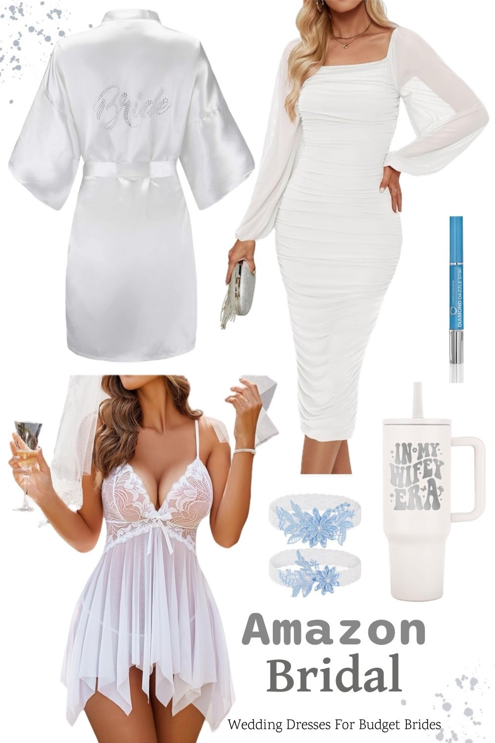 Affordable Amazon bridal finds. 

Bride robe, bridal lingerie, white dress.

#LTKWedding #LTKSeasonal