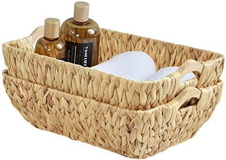 FairyHaus Wicker Baskets for Organizing 2Pack, Decorative Wicker Storage Baskets Set with Handles... | Amazon (US)
