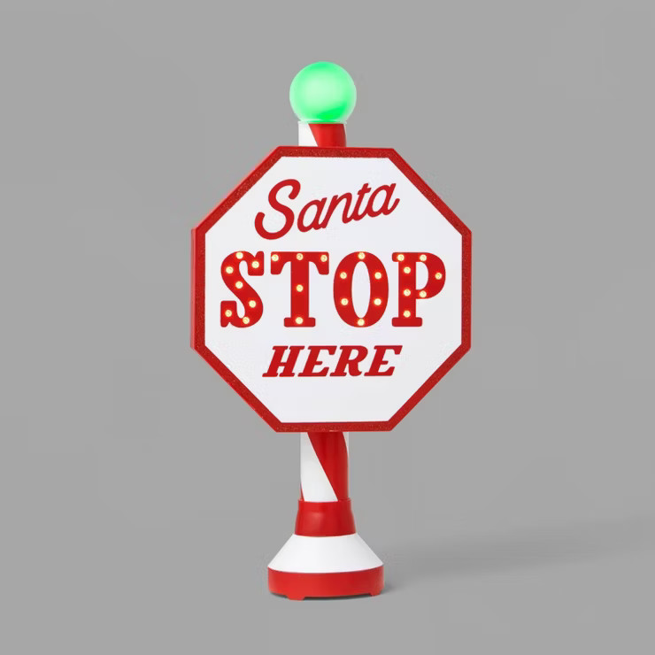 Santa Stop Here LED Tabletop Sign Red/White - Wondershop™ | Target