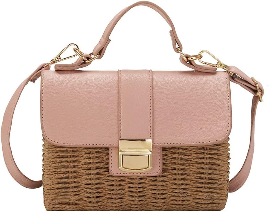 Small Straw Crossbody Bags for Women, Rattan Woven Top Handle Handbag Summer Beach Envelope Purse... | Amazon (US)