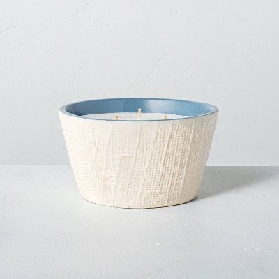 23oz Willow 3-Wick Large Textured Ceramic Candle Blue - Hearth &#38; Hand&#8482; with Magnolia | Target
