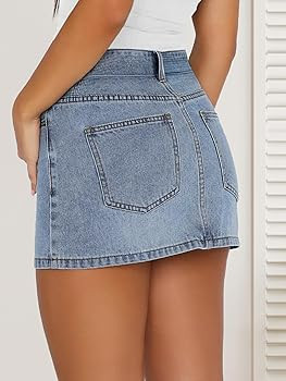 Denim Skort Skirts Women Casual Mini Jean Skirt Stretch Low Waisted Jean Skirt for Women Zip Fly ... | Amazon (US)