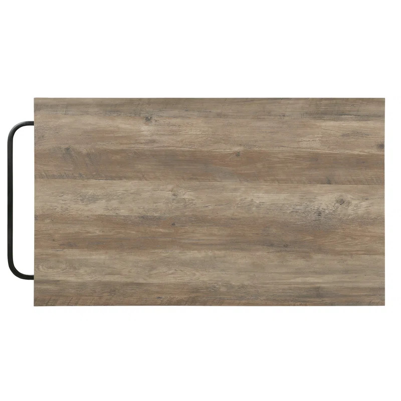 Lena Rustic Oak and Black 2-Shelf Kitchen Island | Wayfair North America