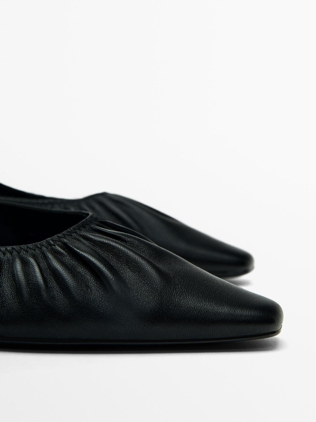 Pointed ballet flats with gathered detail | Massimo Dutti US