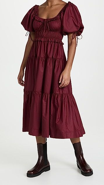 Poplin Tiered Midi Dress | Shopbop