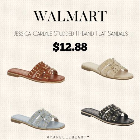 Walmart Jessica Carlyle Sue Studded H-Band Flat Sandals. 

#LTKSeasonal #LTKShoeCrush #LTKFindsUnder50