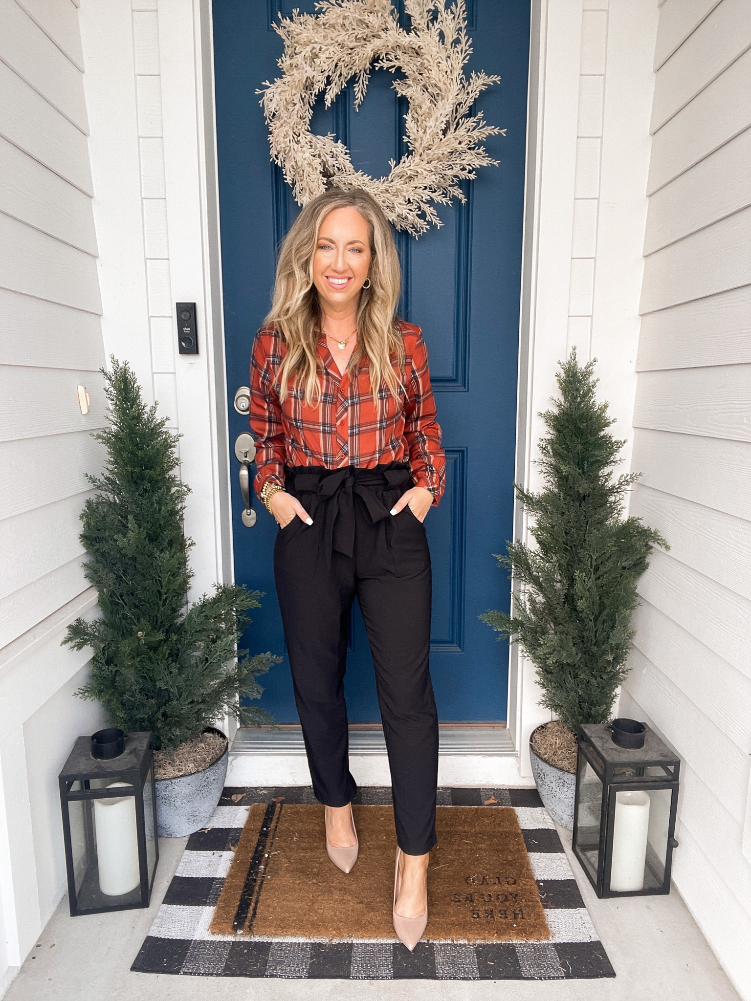 Amazon fashion amazon finds work wear work outfit office outfit fall fashion plaid Blouse size small, black work pants size small

#LTKworkwear #LTKunder50 #LTKSeasonal