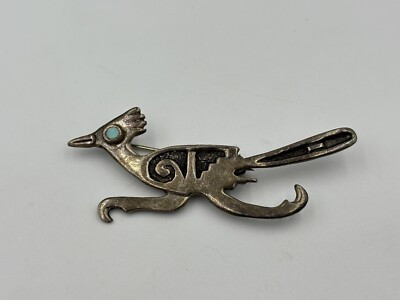 Vintage Navajo Sterling Silver Turquoise Native American Road Runner Pin Brooch  | eBay | eBay US
