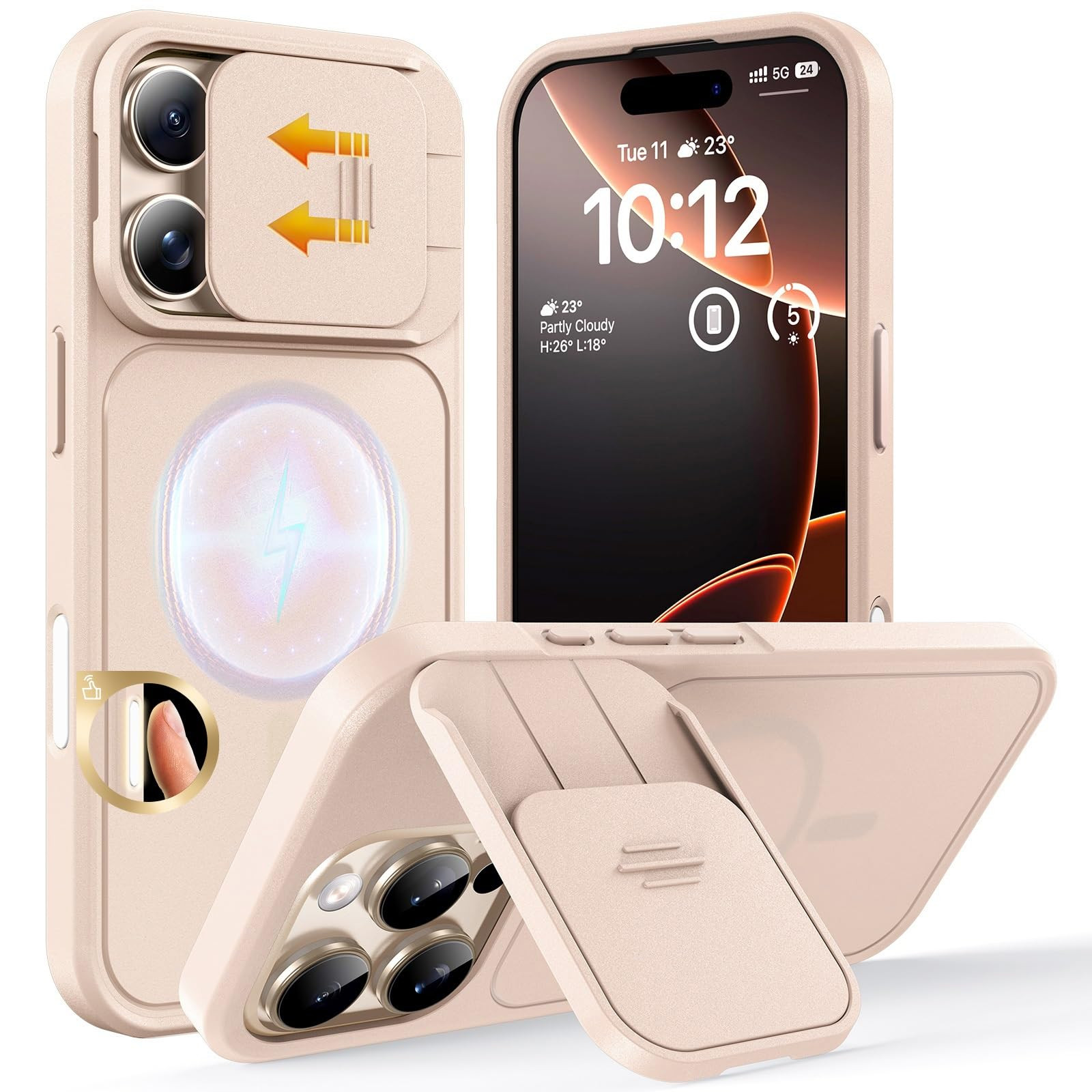 TOCOL for iPhone 16 Pro Case with Slide Camera Cover, Kickstand and Camera Control Button, Fit fo... | Amazon (US)