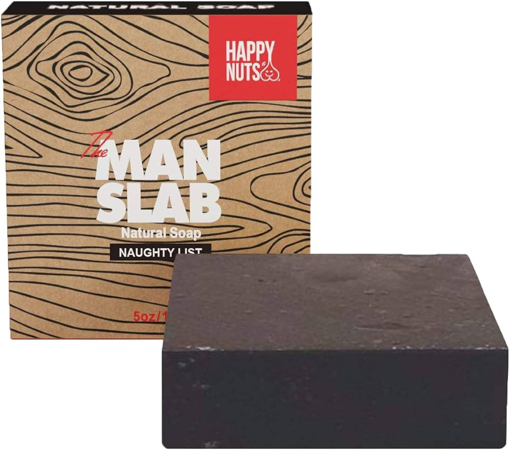 HAPPY NUTS Man Slab Natural Soap for Men | Handmade in USA | Men's Bar Soap 5oz (Naughty List) | Amazon (US)