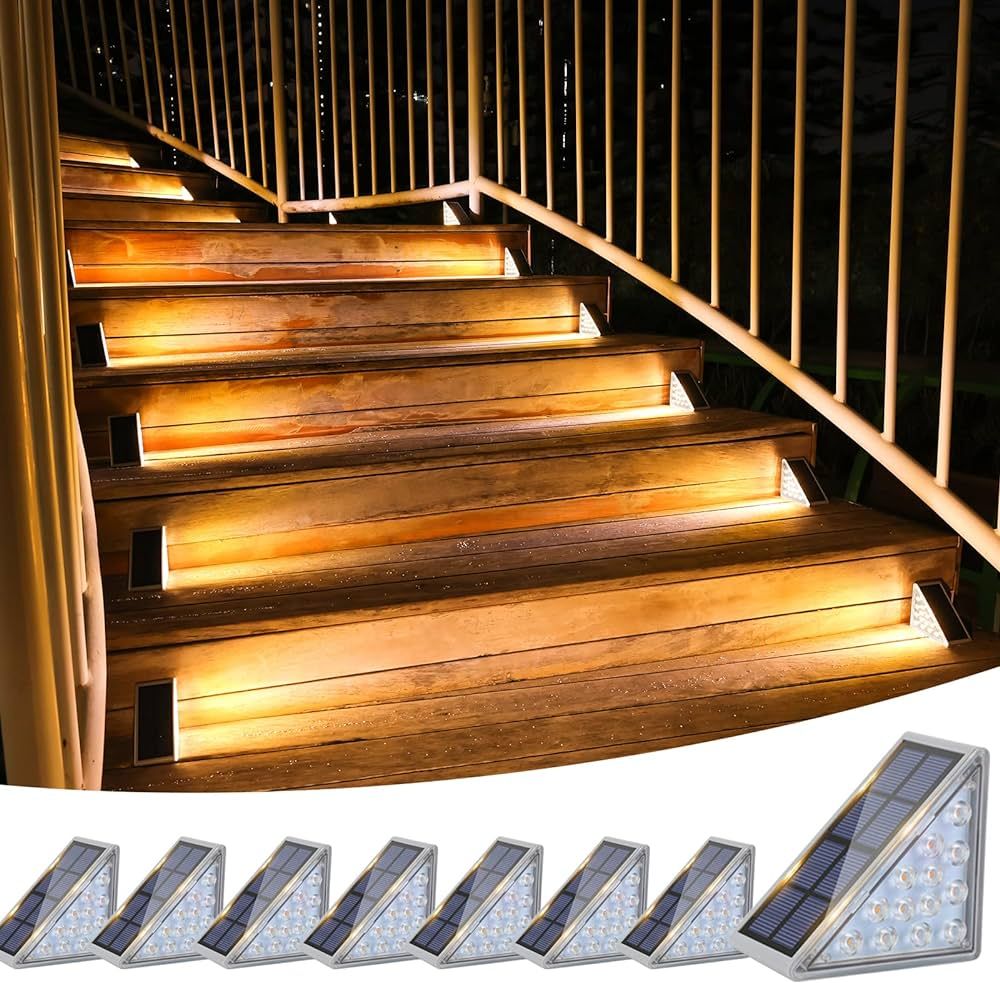 VOLISUN Outdoor Stair Lights 8 Pack, Solar Step Lights Waterproof IP67, Led Step Lights Outdoor, ... | Amazon (US)