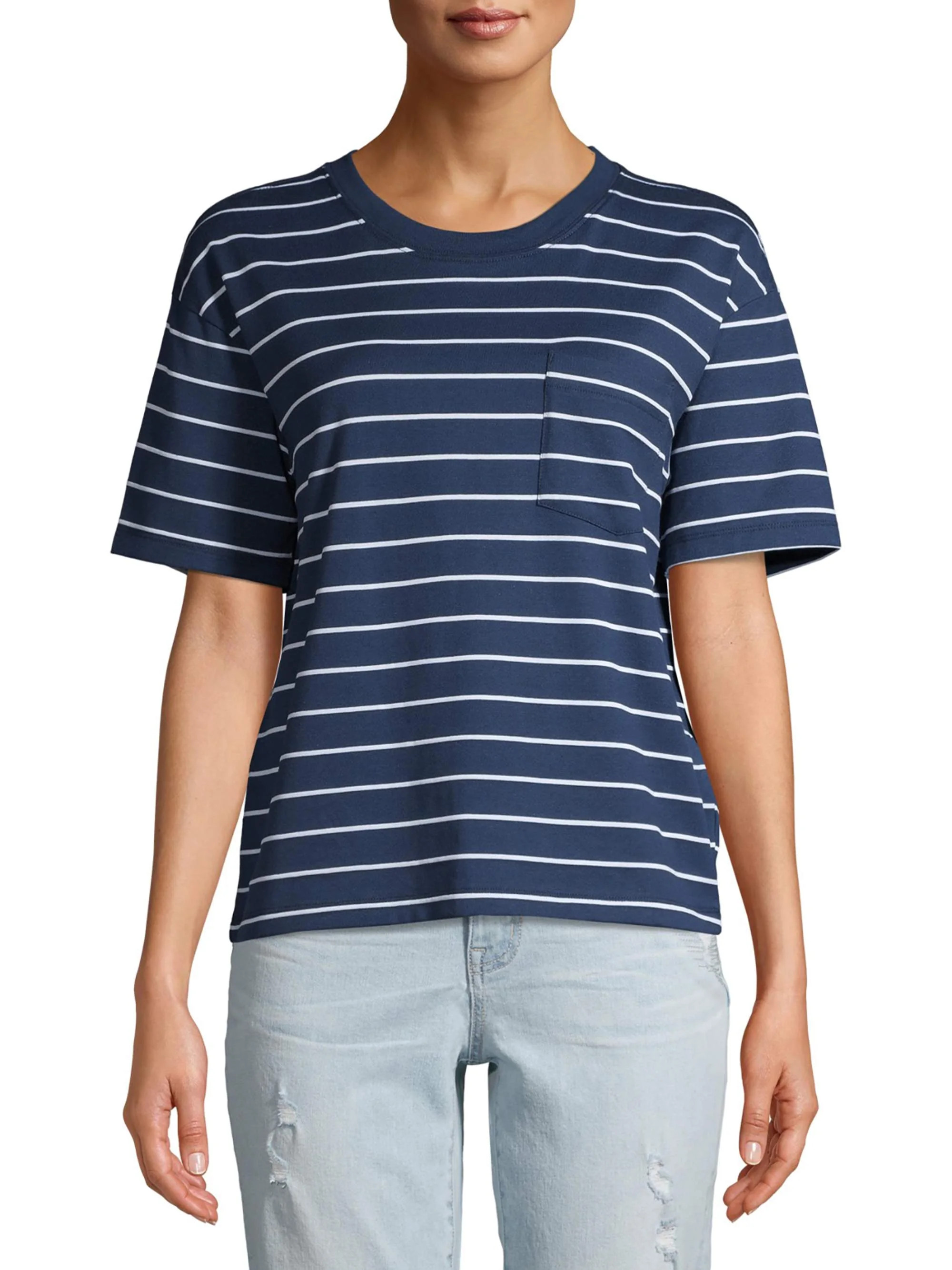 Time and Tru Pima Cotton Women's Boyfriend T-Shirt | Walmart (US)