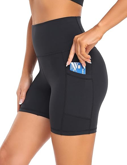 YUNOGA Women's 6"/8" Biker Shorts, High Waist Yoga Shorts with Pockets, Gym Workout Spandex Short... | Amazon (US)