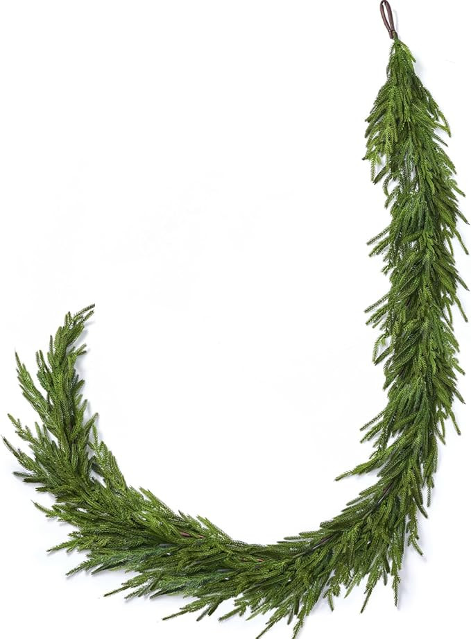 9FT Real Touch Norfolk Pine Christmas Garland Artificial Green Garland Holiday Decoration Outdoor... | Amazon (US)