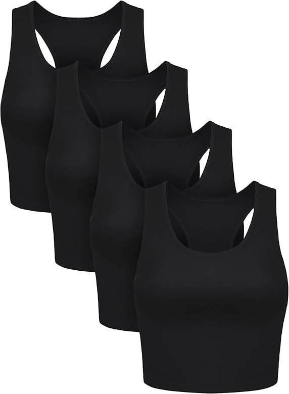 Boao 4 Pieces Basic Crop Tank Tops Sleeveless Racerback Crop Sport Top for Women | Amazon (US)