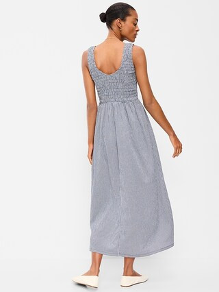 Fit & Flare Lightweight Smocked-Bodice Midi Dress | Old Navy (CA)