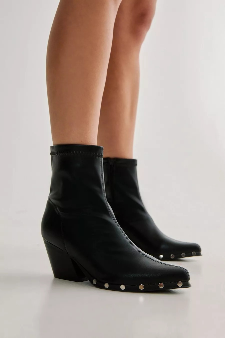 Studded Faux Leather Pointed Toe Ankle Boot | Nasty Gal US