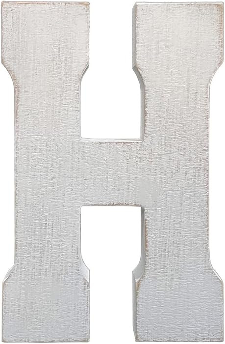 ABELOTS Large Wood Distressed White Wash Alphabet Wall Decor Monogram Letter - Free Standing or W... | Amazon (US)