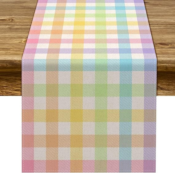 Pudodo Easter Buffalo Plaid Check Table Runner Spring Holiday Farmhouse Fireplace Kitchen Dining ... | Amazon (US)