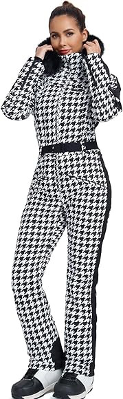 Women's Ski Suit One Piece Snowsuits Insulated Waterproof Windproof Slim Winter Outdoor Onesies S... | Amazon (US)