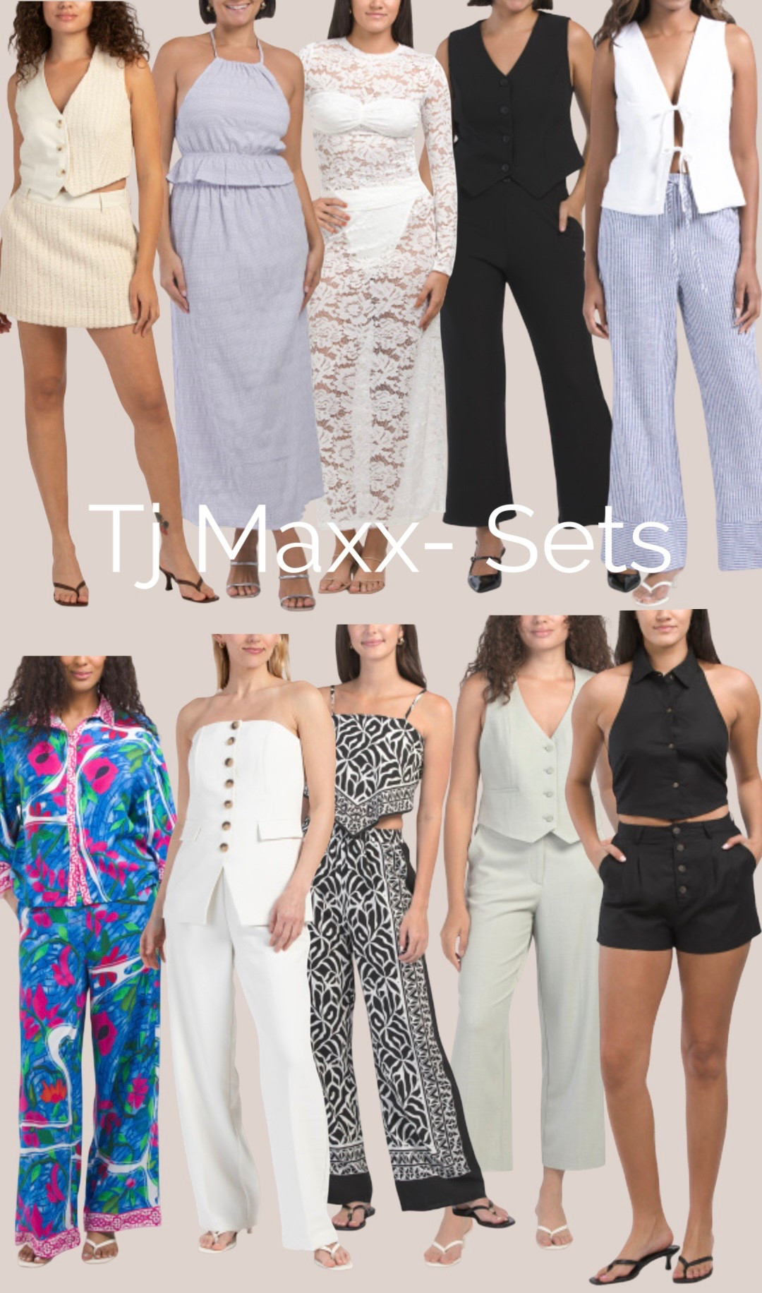 Tj Maxx Sets! Vest sets for work, lace, satin, and patterns for vacation, brunch, beach looks 
Lots on sale 
Summer clearance 

#LTKWorkwear #LTKTravel #LTKSaleAlert