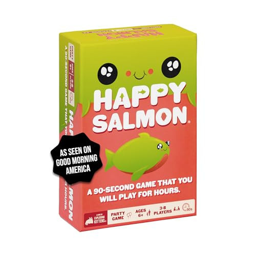 Exploding Kittens Happy Salmon 3-8 Players - Ages 6+ - 90 Second Rounds - Easy to Learn Quick Matching Card Game - Party Game, Family Game Night, Kid and Adult Card Game | Amazon (US)