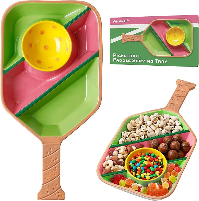 Pickleball Paddle Snack Tray - Cool Pickleballs Serving Tray for Snack - Paddle-Shaped Serving Tr... | Amazon (US)