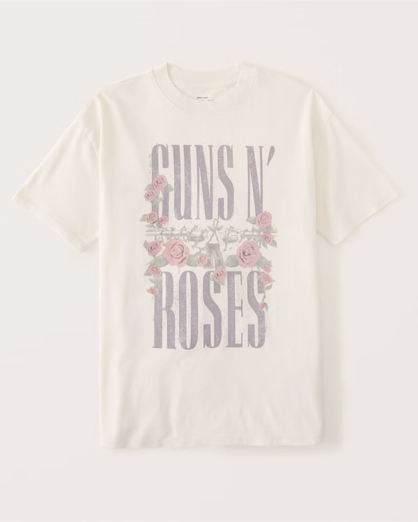 Women's Oversized Boyfriend Guns N' Roses Graphic Tee | Women's Tops | Abercrombie.com | Abercrombie & Fitch (US)