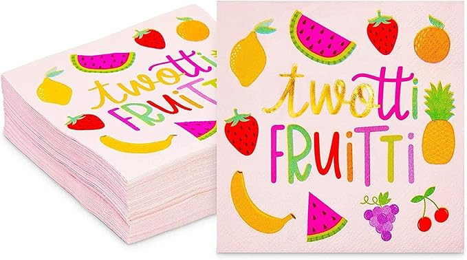 Sparkle and Bash Twotti Frutti Paper Napkins, 2nd Birthday Party Decorations (5 In, 50 Pack) | Amazon (US)