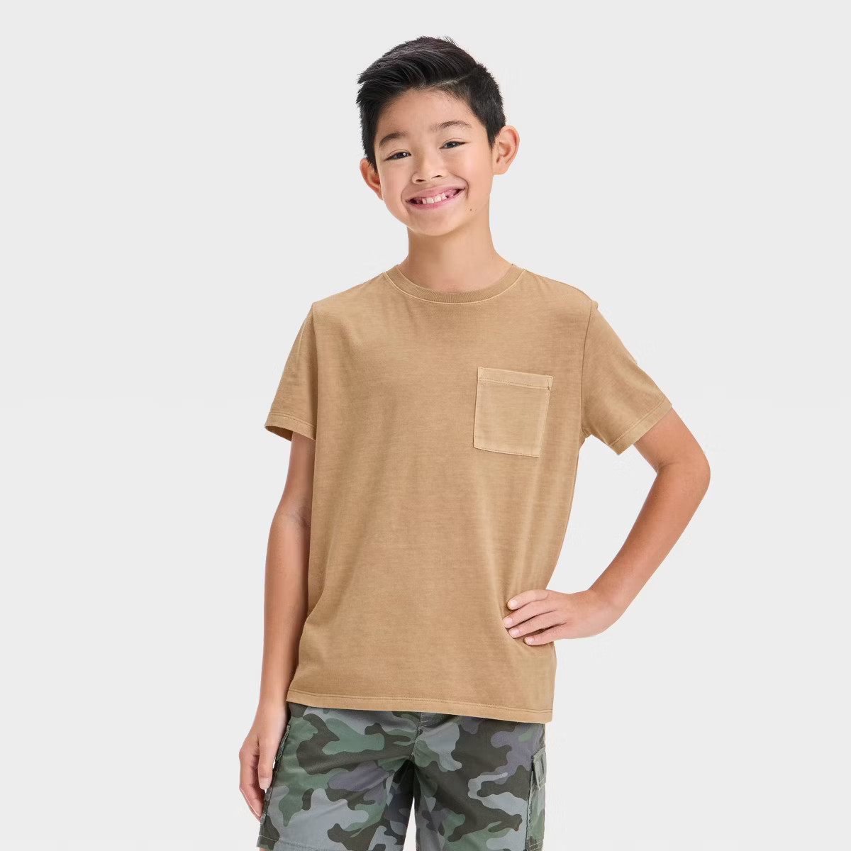 Boys' Short Sleeve Washed Pocket T-Shirt - Cat & Jack™ Navy Blue | Target