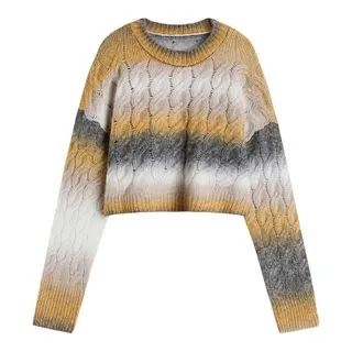 Cropped Gradient Cable Knit Sweater | YesStyle Global