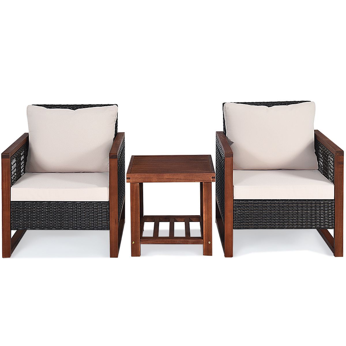 Tangkula 3PCS Rattan Wicker Patio Conversation Set Outdoor Furniture Set w/ Cushion | Target