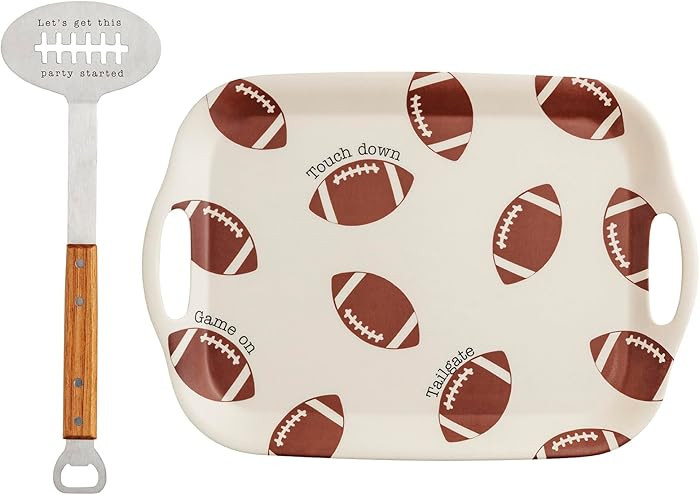 Mud Pie Melamine Football Tray with Spatula | Amazon (US)