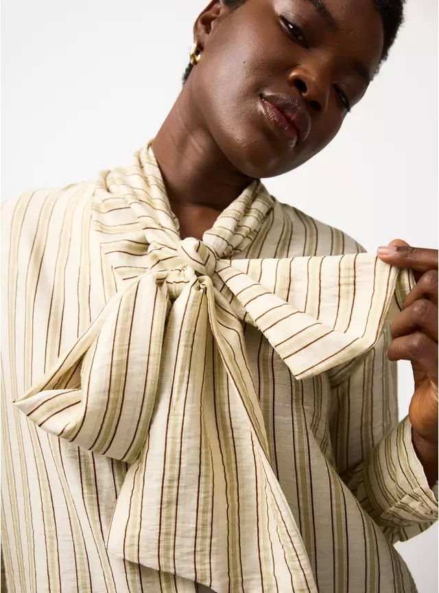 Stone Stripe Scarf Detail Shirt 24 | Tu Clothing