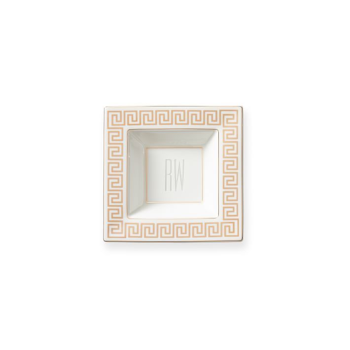 Greek Key Ceramic Catchall, Square, Small, White | Mark and Graham