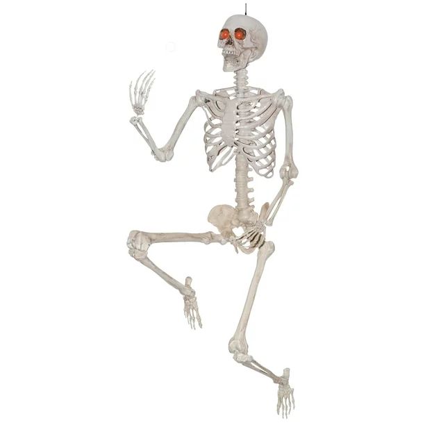 Way To Celebrate! 60 inch Light Up Eyes Poseable Skeleton in Realistic Bone Color for Indoor/Outd... | Walmart (US)