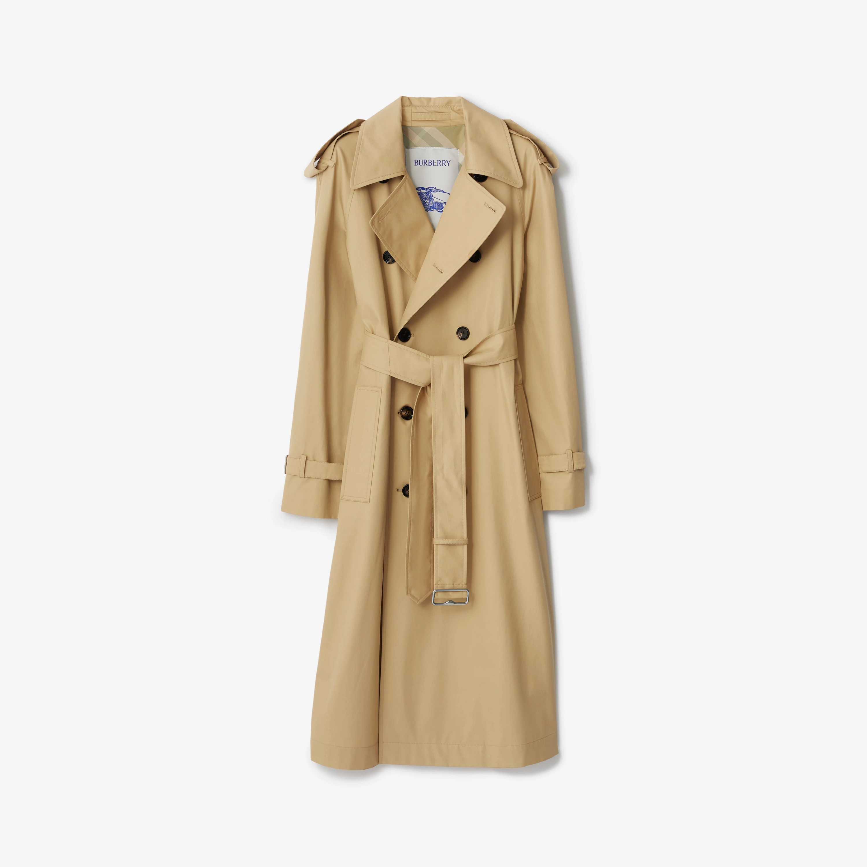 Long Gabardine Trench Coat in Flax - Women, Cotton Gabardine | Burberry® Official | Burberry (US)