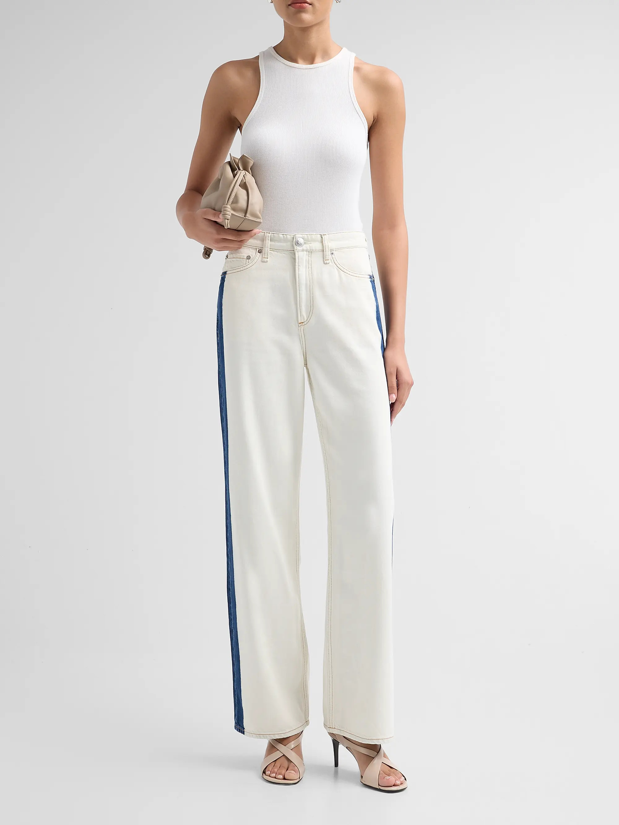 Logan Contrast-Striped Wide-Leg Jeans | Saks Fifth Avenue