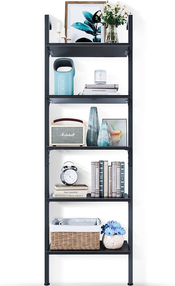ODK 5-Tier Ladder Shelf, 74 Inches Wall Mounted Ladder Bookshelf with Metal Frame, Open Industria... | Amazon (US)