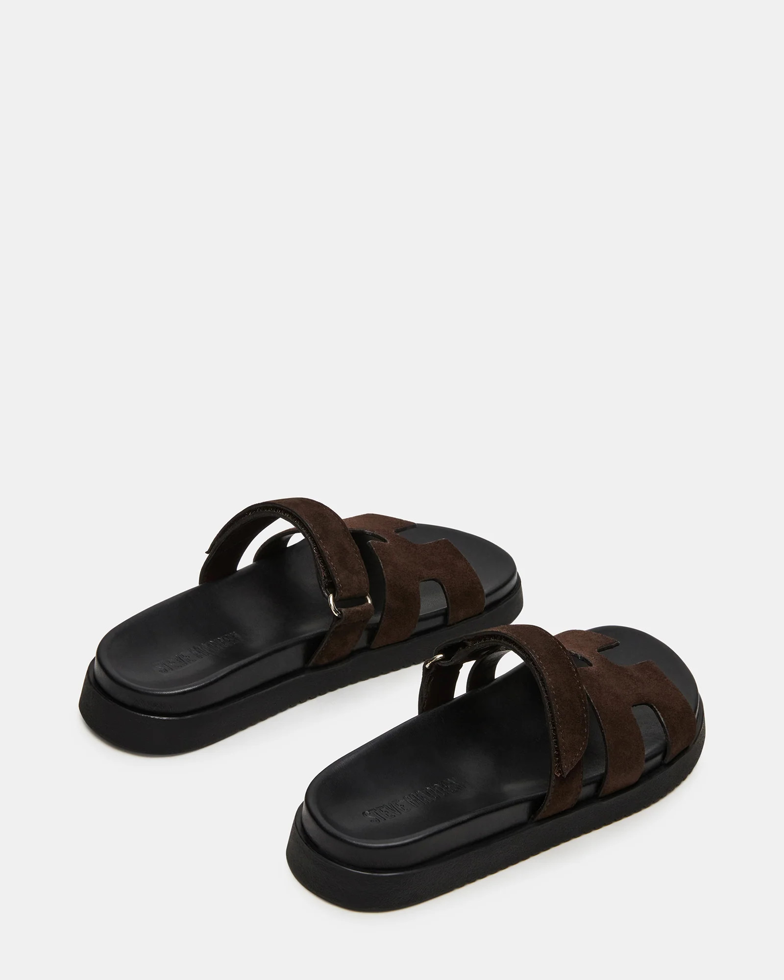 MAYVEN Chocolate Brown Suede Flatform Slide Women's Sandal | Steve Madden (US)
